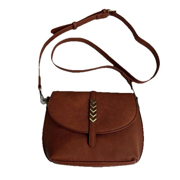 Antik Kraft Arrow Crossbody Purse Boho Brown Color  Faux Leather - Picture 1 of 12